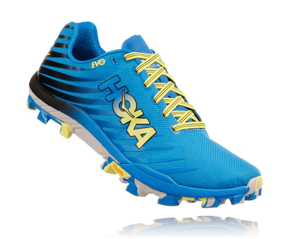 Hoka One One EVO Jawz Terränglöparskor Dam Blå/Gula - SE-3519026